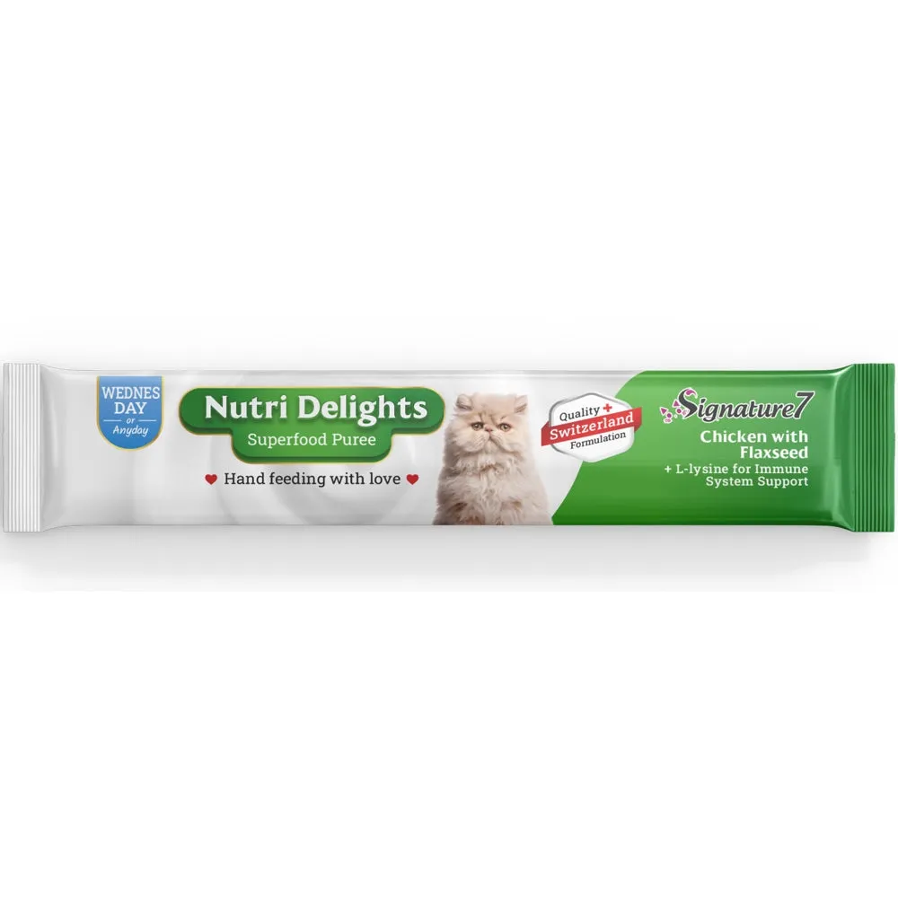 '3 FOR $9': Signature7 Nutri Delights Superfood Chicken With Flaxseed & L-lysine (Wed) Puree Cat Treats 60g