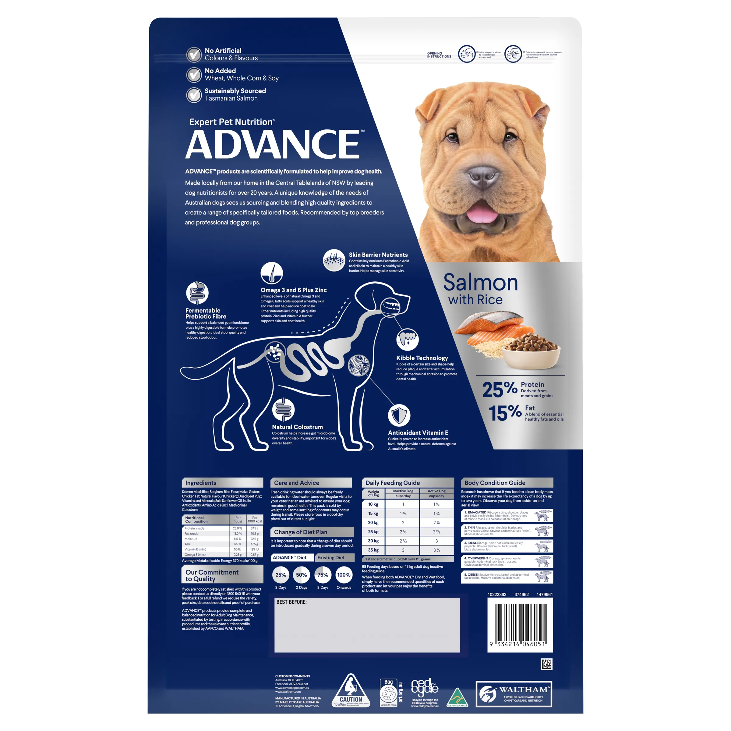 Advance Salmon and Rice Sensitive Skin and Digestion Adult Dry Dog Food 13kg