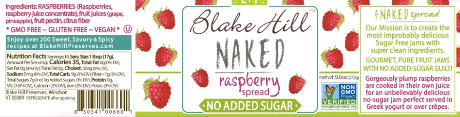 Blake Hill Preserves - Naked Raspberry Spread - No Sugar Added