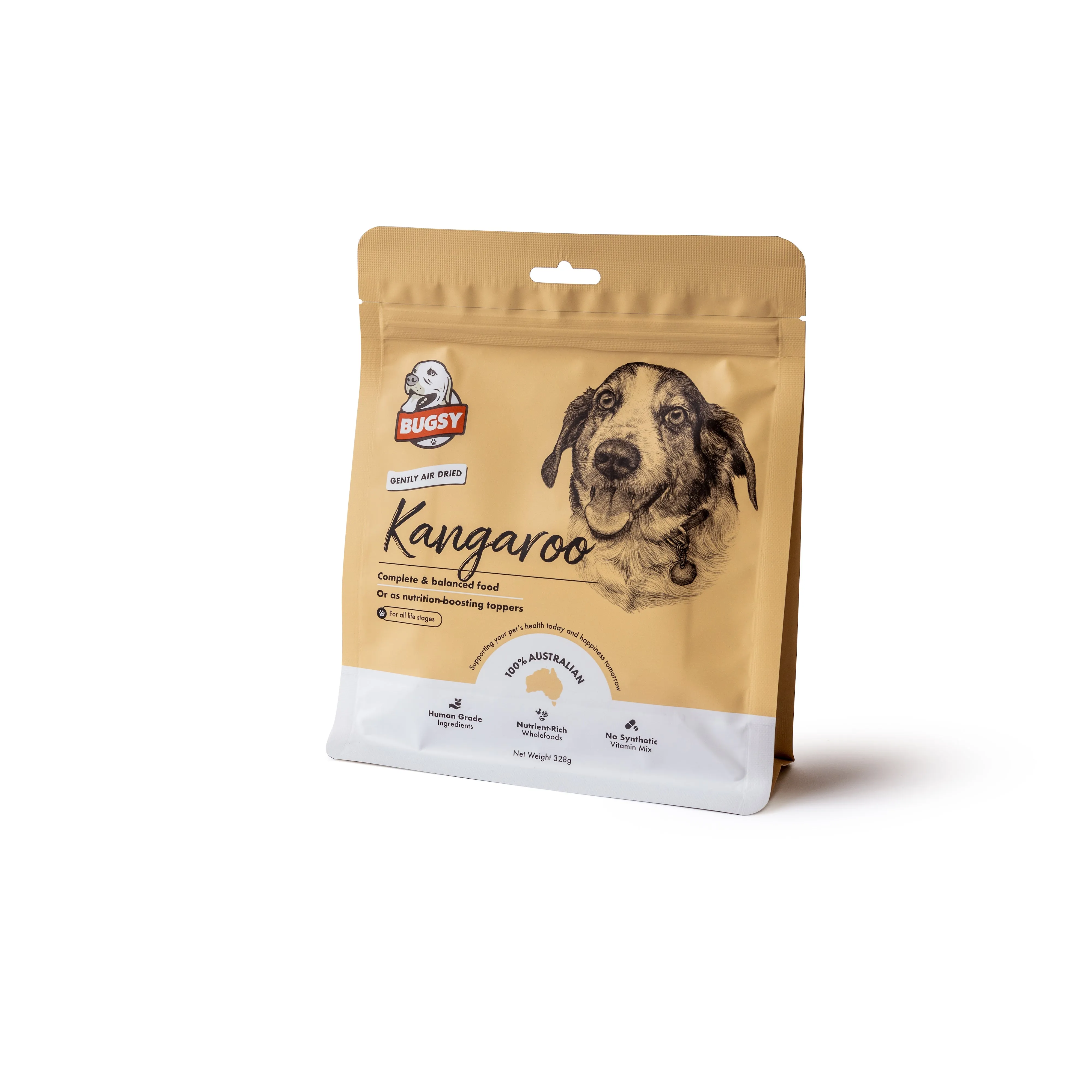 Bugsy Kangaroo Air Dried Raw Dog Food 328g