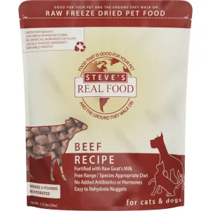 'BUNDLE DEAL FREE WIPES': Steve's Real Food Beef Grain-Free Freeze-Dried Raw Food For Cats & Dogs 20oz