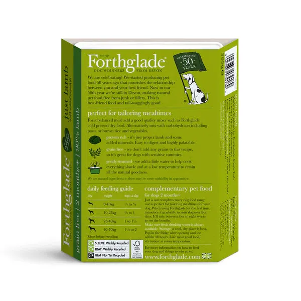 Forthglade Adult Dog Tray Just Lamb 18 x 395g