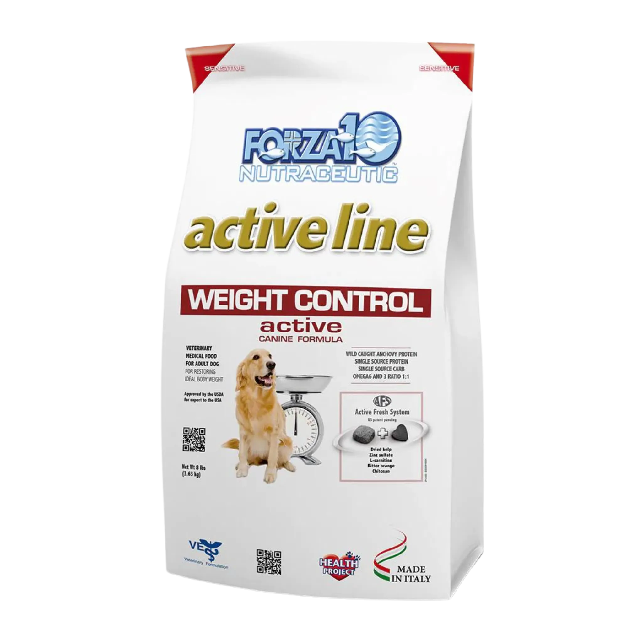 Forza10 Nutraceutic Active Line Weight Control Diet Dry Dog Food bag 8 lbs