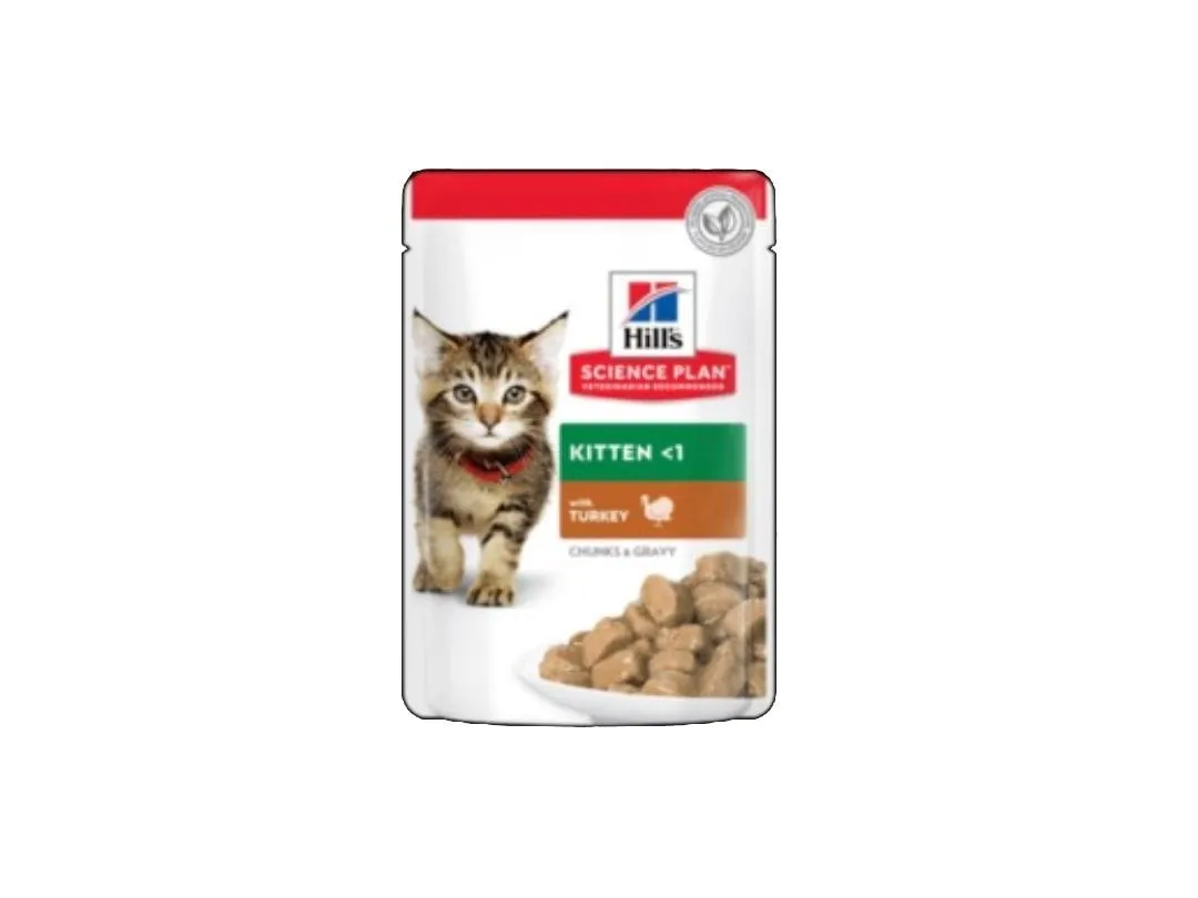 Hill’s Science Plan Tender Chunks In Gravy Kitten Turkey Pouches (12x85g)