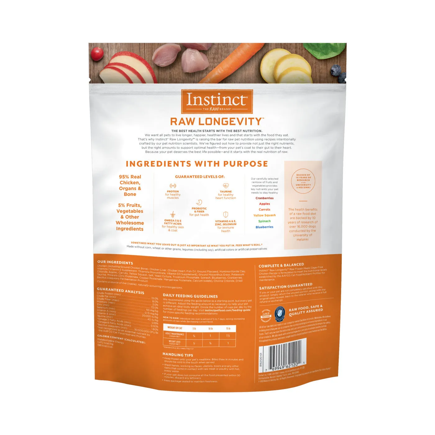 Instinct Raw Longevity Frozen Bites Cage-Free Chicken Cat Food