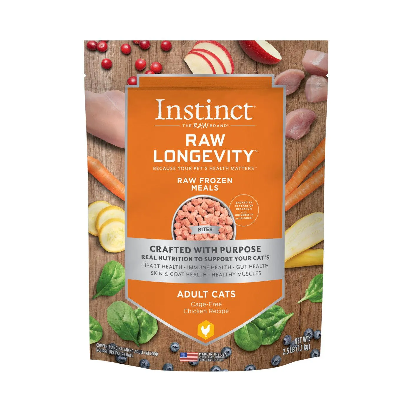 Instinct Raw Longevity Frozen Bites Cage-Free Chicken Cat Food