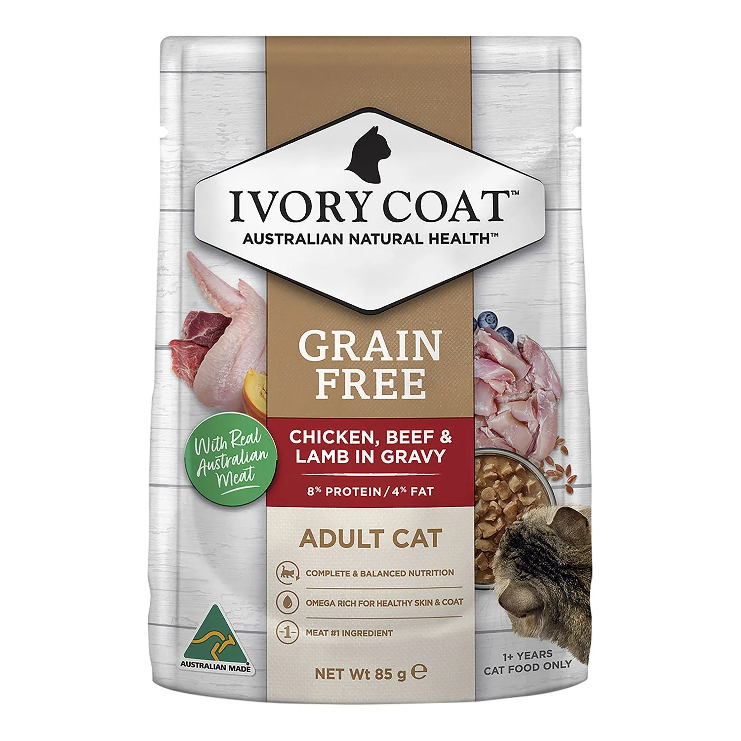 Ivory Coat Grain Free Chicken, Beef & Lamb in Gravy Adult Wet Cat Food