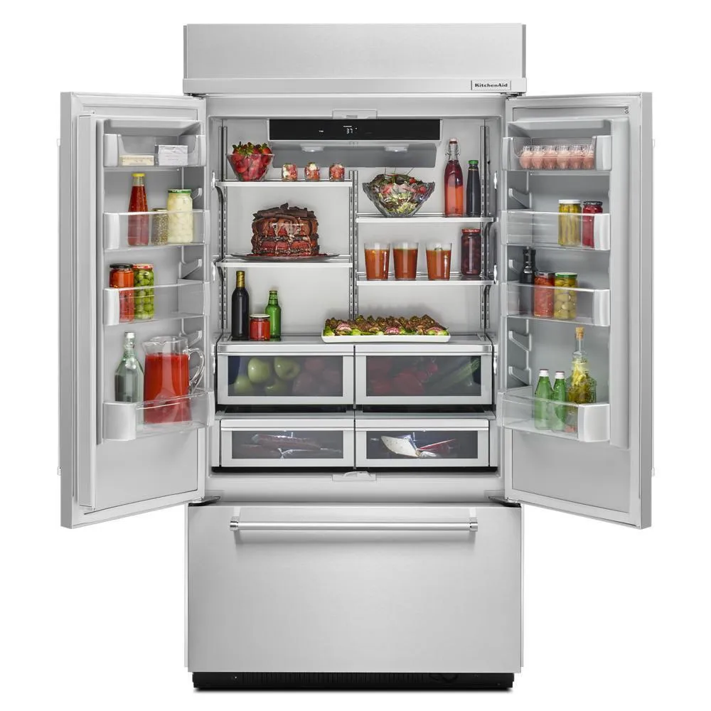 Kitchenaid KBFN502ESS 24.2 Cu. Ft. 42" Width Built-In Stainless French Door Refrigerator with Platinum Interior Design