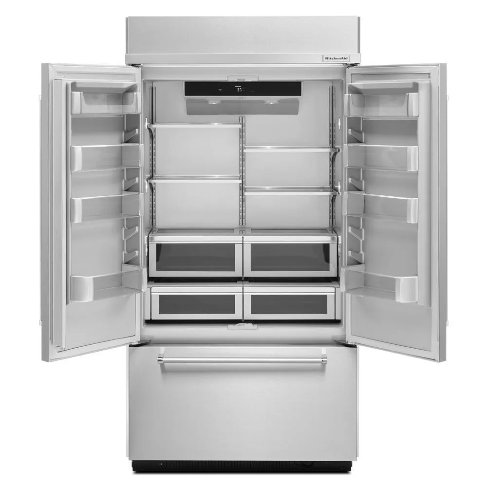 Kitchenaid KBFN502ESS 24.2 Cu. Ft. 42" Width Built-In Stainless French Door Refrigerator with Platinum Interior Design