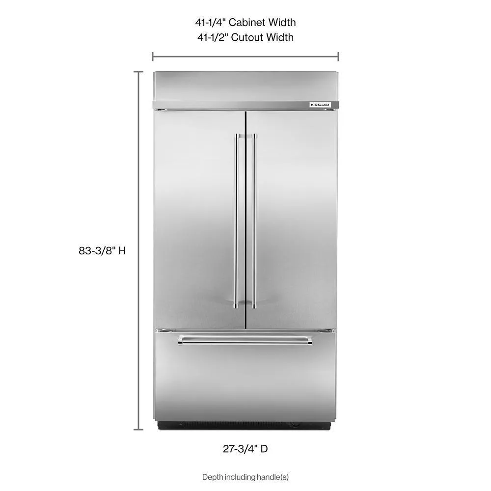 Kitchenaid KBFN502ESS 24.2 Cu. Ft. 42" Width Built-In Stainless French Door Refrigerator with Platinum Interior Design