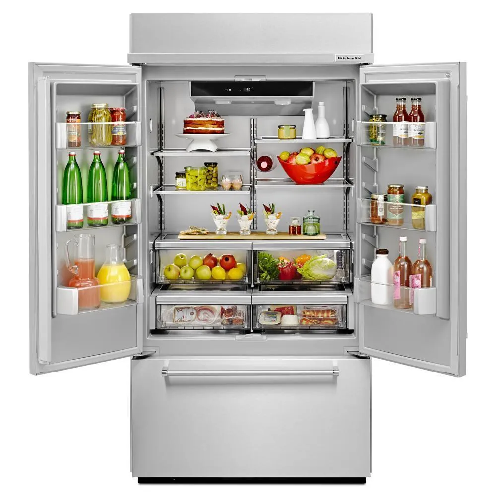 Kitchenaid KBFN502ESS 24.2 Cu. Ft. 42" Width Built-In Stainless French Door Refrigerator with Platinum Interior Design