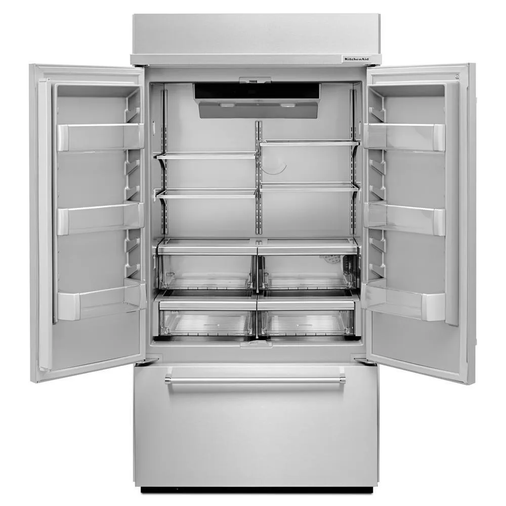 Kitchenaid KBFN502ESS 24.2 Cu. Ft. 42" Width Built-In Stainless French Door Refrigerator with Platinum Interior Design