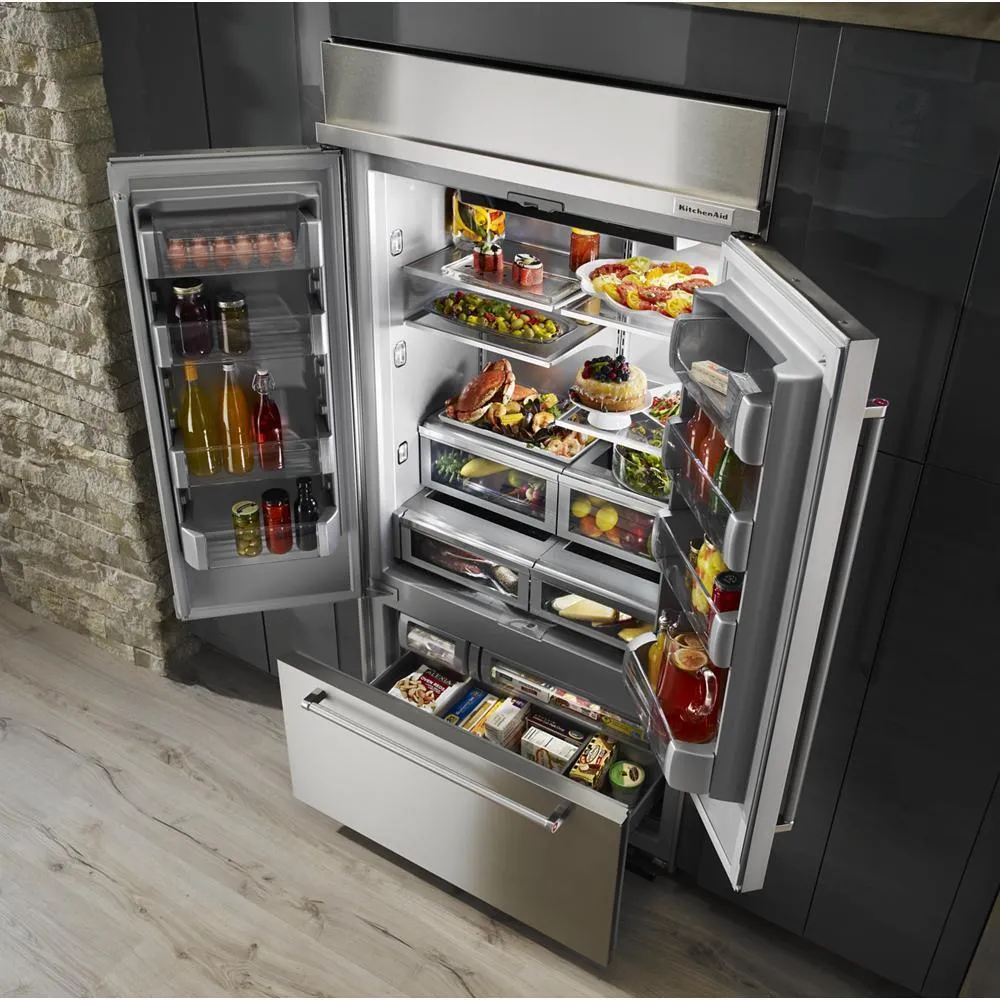 Kitchenaid KBFN502ESS 24.2 Cu. Ft. 42" Width Built-In Stainless French Door Refrigerator with Platinum Interior Design