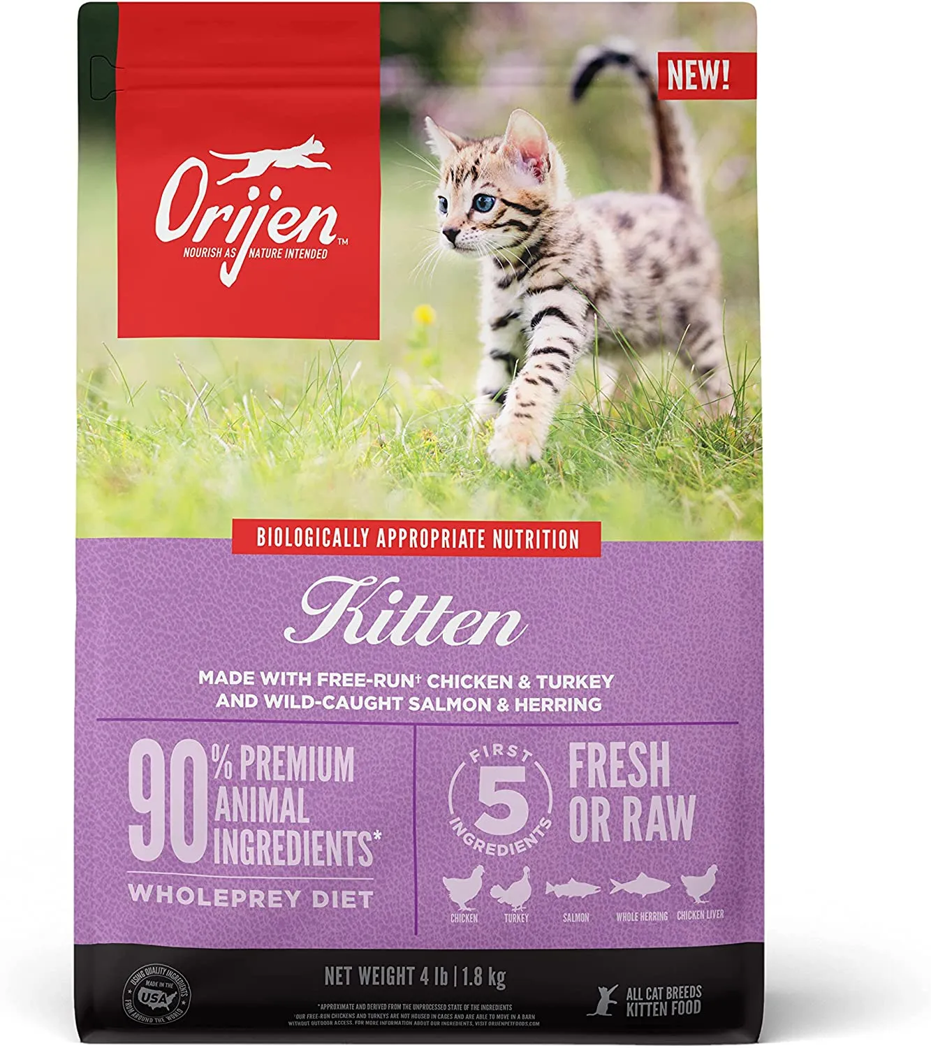 Kitten Formula Chicken & Turkey And Wild-Caught Salmon & Herring Cat Dry Food (USA)