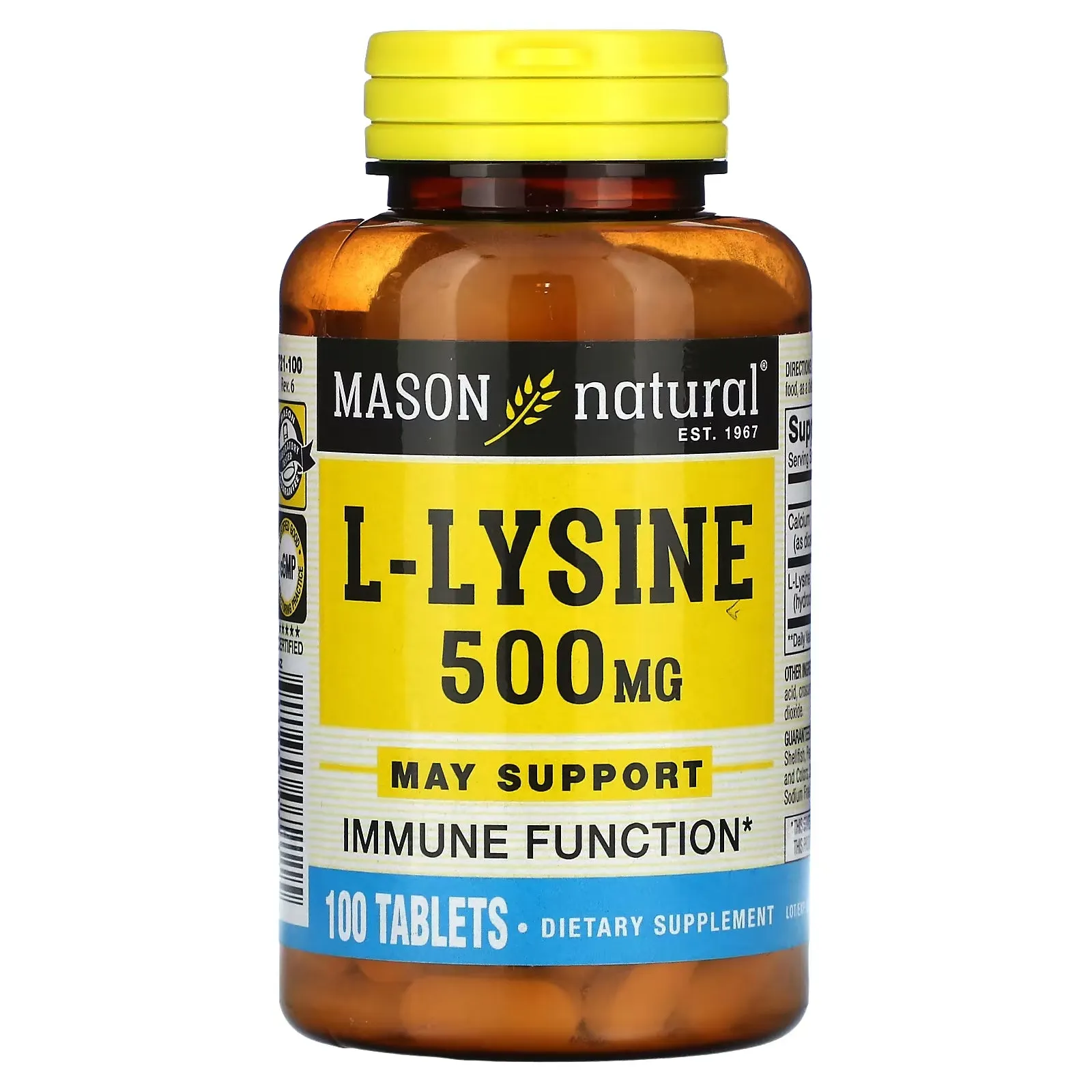 Mason Natural L-Lysine, 500 mg, 100 tablets