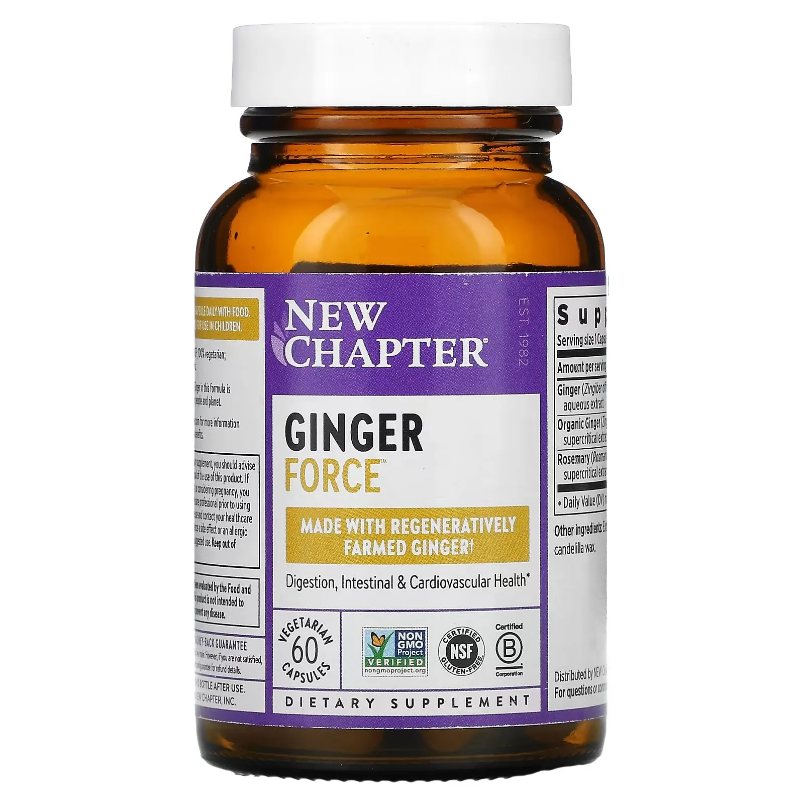 New Chapter Ginger Force Dietary Supplement, 60 Vegetarian Capsules