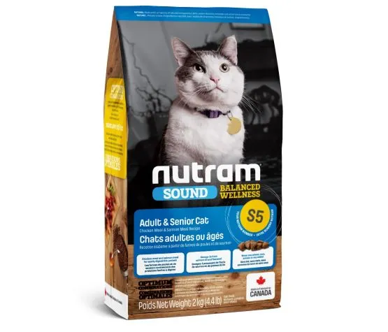 NUTRAM SOUND (S5) BALANCED WELLNESS for Adult and Senior Cats: Chicken & Salmon Meal