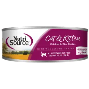 Nutrisource Chicken & Rice Cat and Kitten Canned Cat Food 5.5 oz