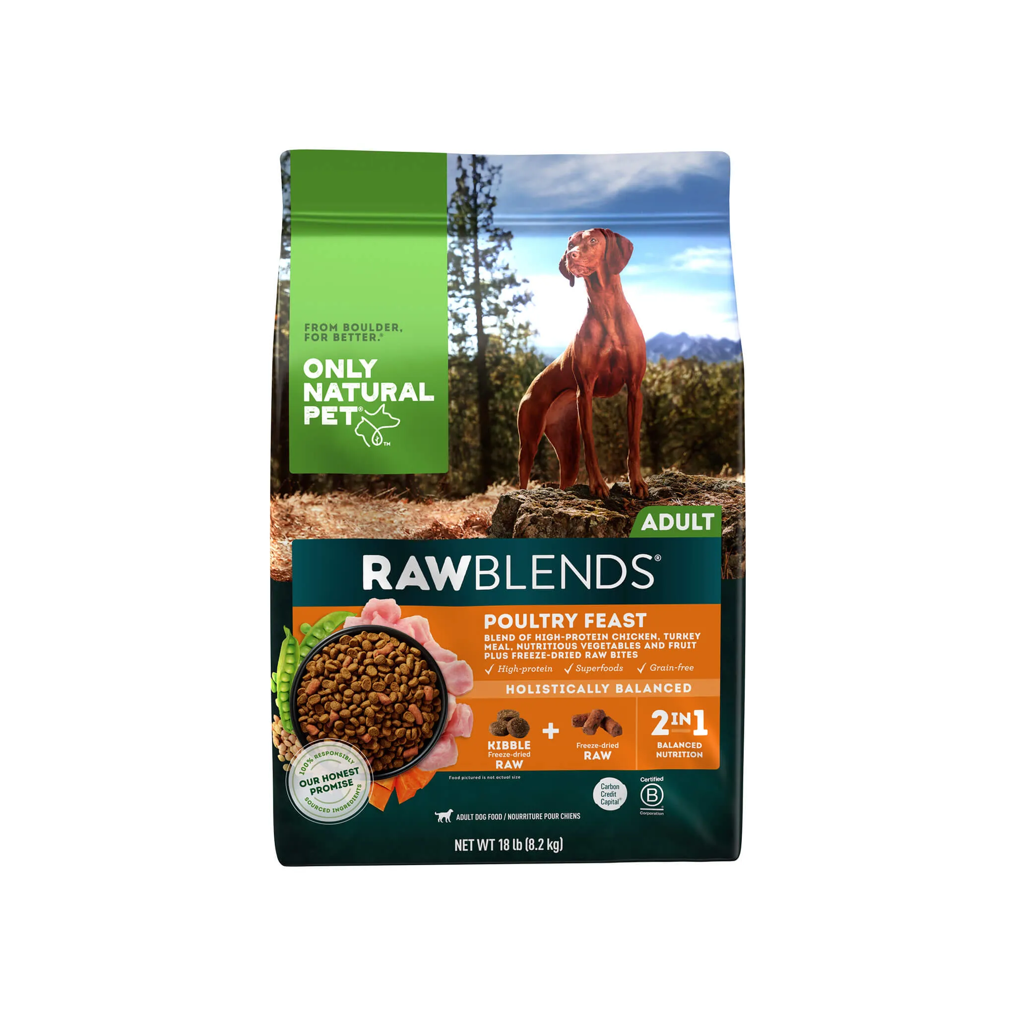 Only Natural Pet Raw Blends Chicken and Poultry Feast Raw Grain Free Dog Food