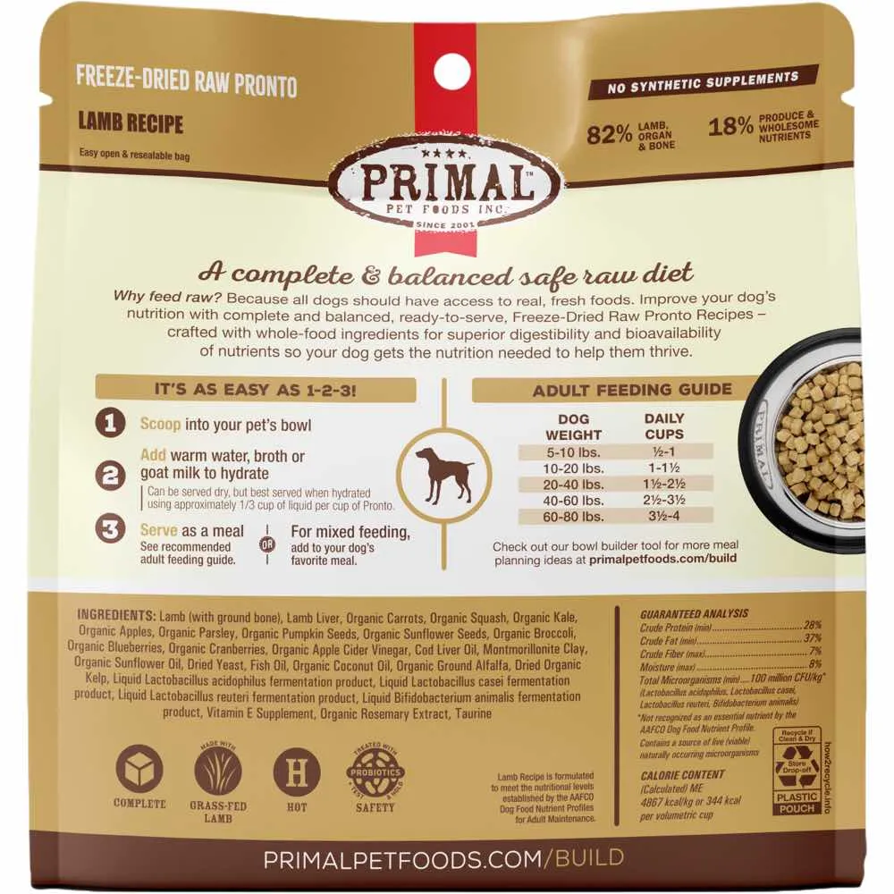 Primal Pronto Lamb Grain-Free Adult Freeze-Dried Raw Dog Food