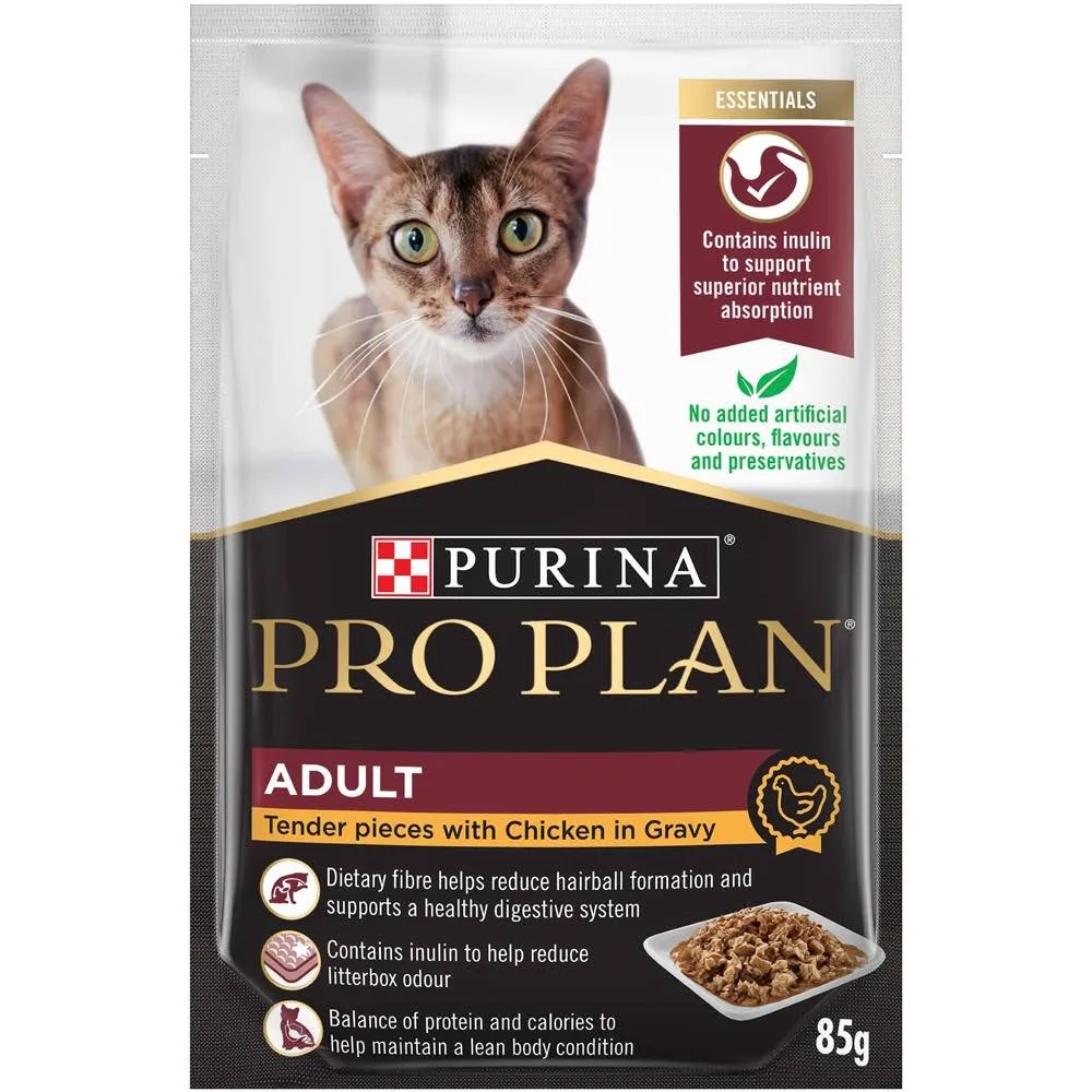 Pro Plan Tender Chicken In Gravy Adult Pouch Cat Food 85g x 12