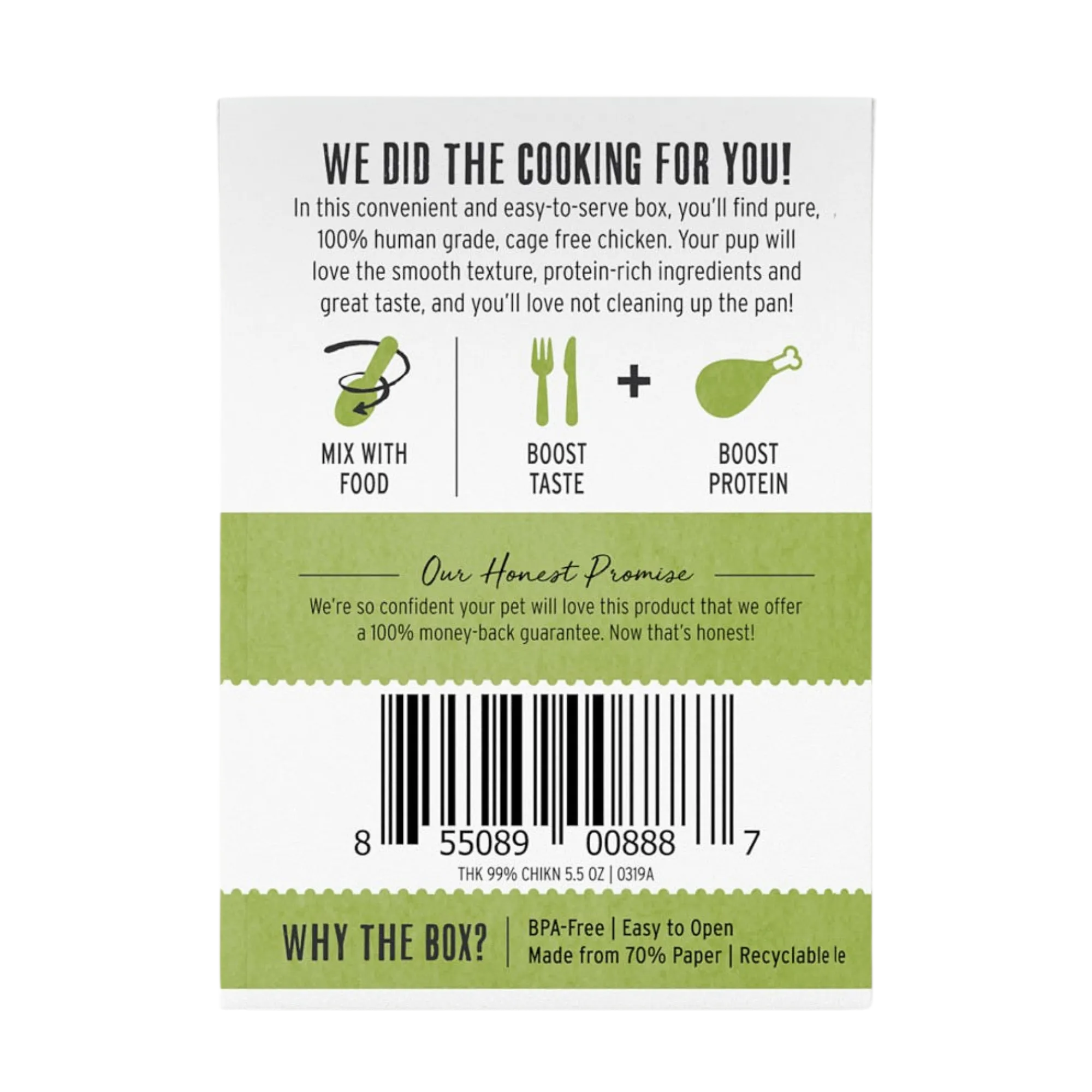 The Honest Kitchen Meal Boosters 99% Chicken For Dogs, 5-oz box