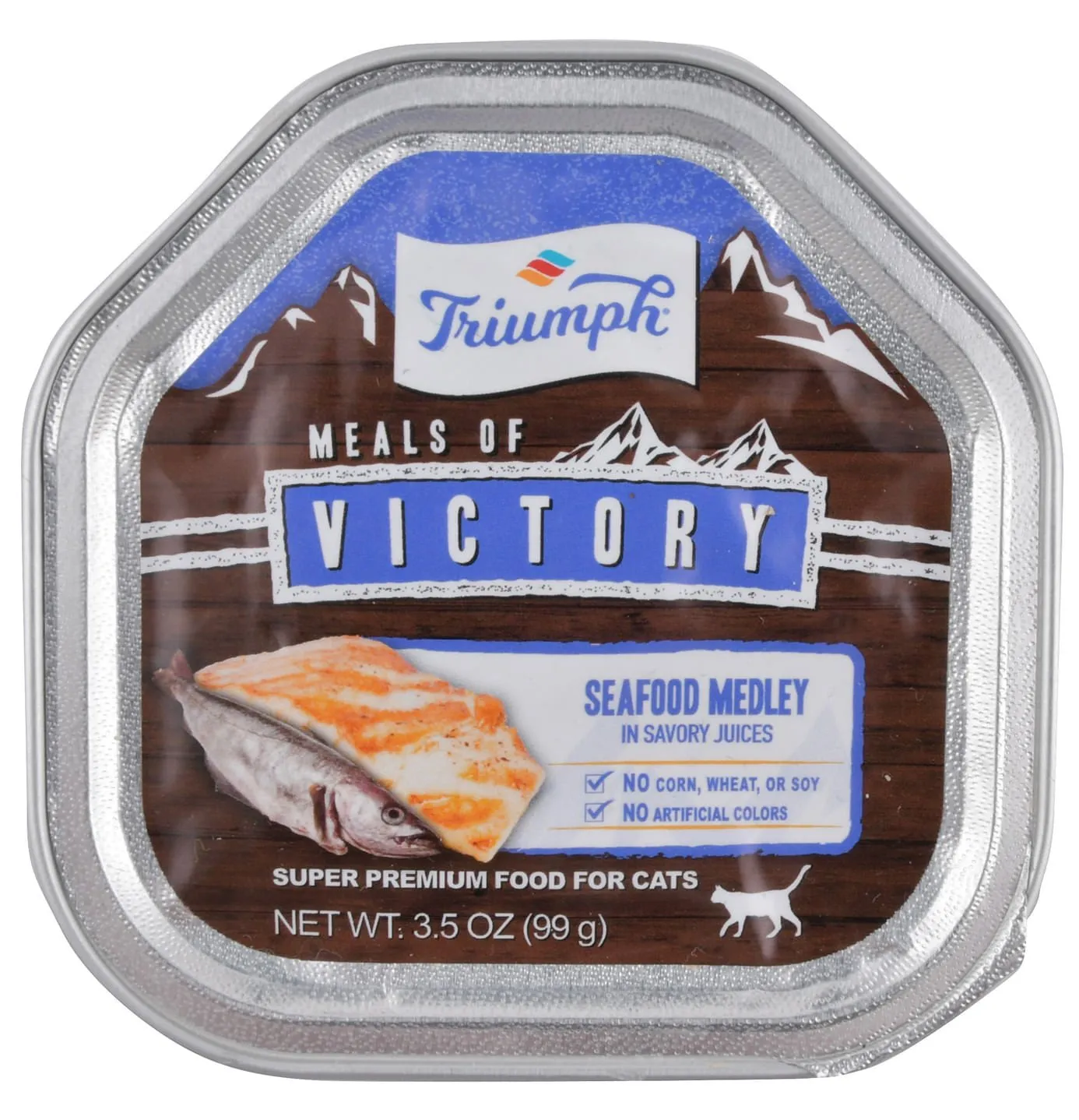 Triumph Meals of Victory Seafood Medley in Savory Juices Cat Food