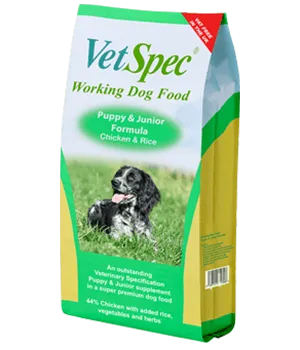 VetSpec Working Dog Food Puppy & Junior Formula - Chicken & Rice 15kg - Free P&P