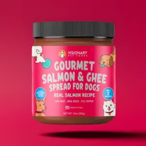 Visionary Pet Foods - Salmon Meat Spread for Dogs | Healthier Choice to Peanut Butter | 10oz Jar