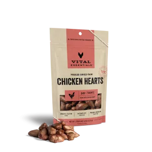 Vital Essentials Freeze-Dried Chicken Hearts Dog Treats 1.9 oz