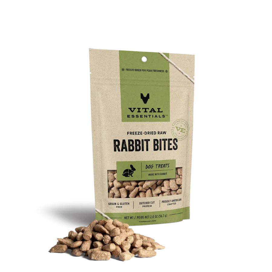 Vital Essentials Freeze-Dried Rabbit Bites Dog Treats 2oz