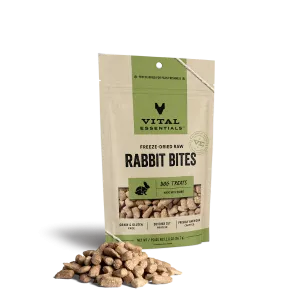 Vital Essentials Freeze-Dried Rabbit Bites Dog Treats 2oz