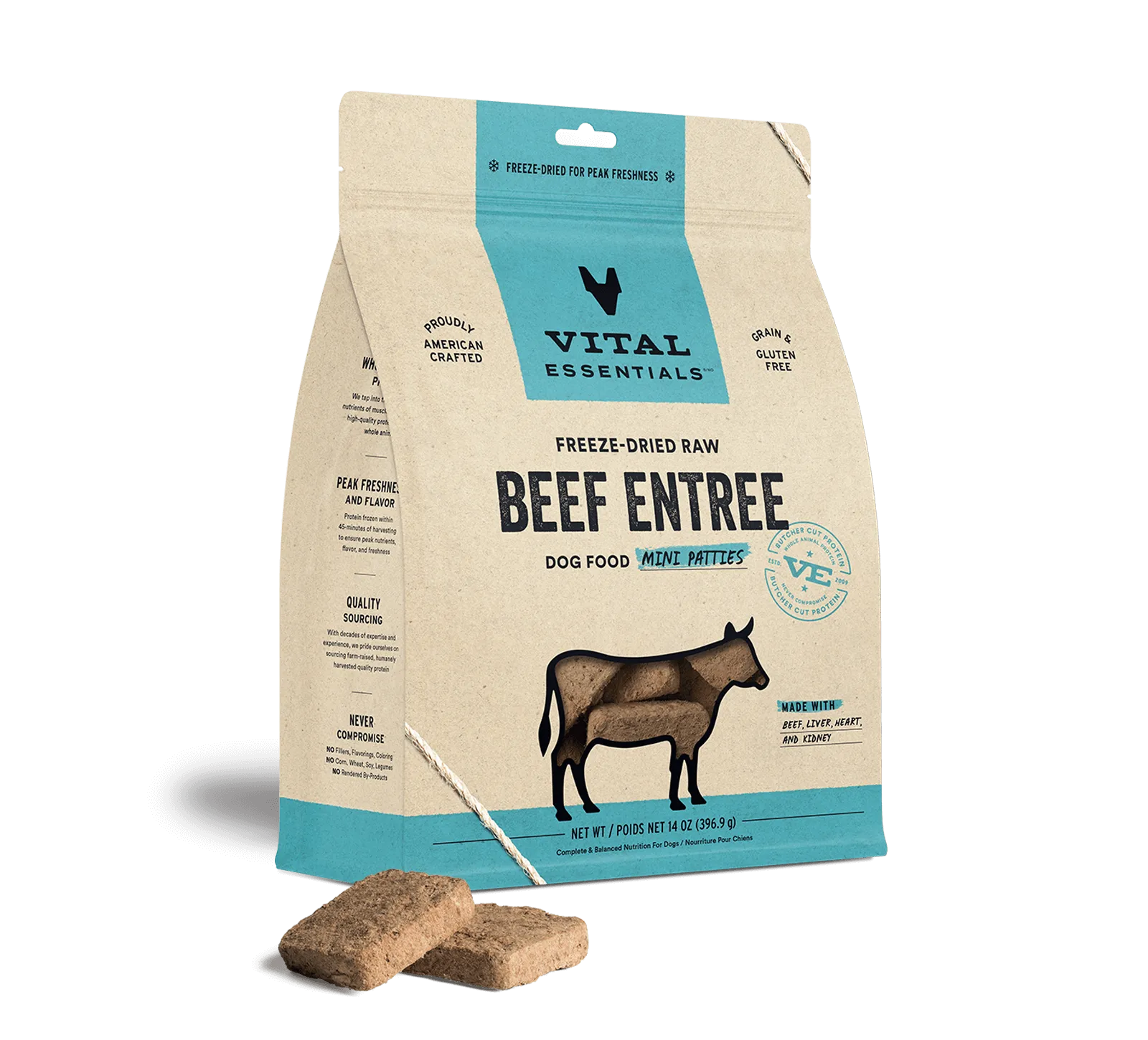 Vital Essentials Freeze-Dried Raw Beef Entrée Mini Patties Dog Food