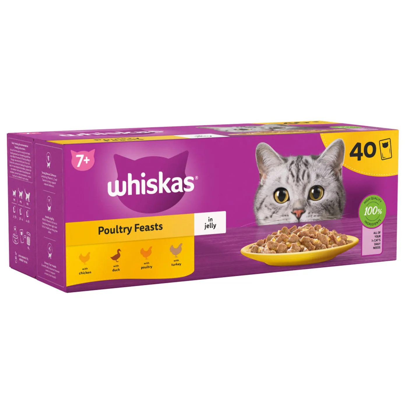 Whiskas 7  Senior Cat Poultry Feasts in Jelly (40x85g)