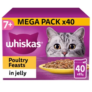 Whiskas 7  Senior Cat Poultry Feasts in Jelly (40x85g)