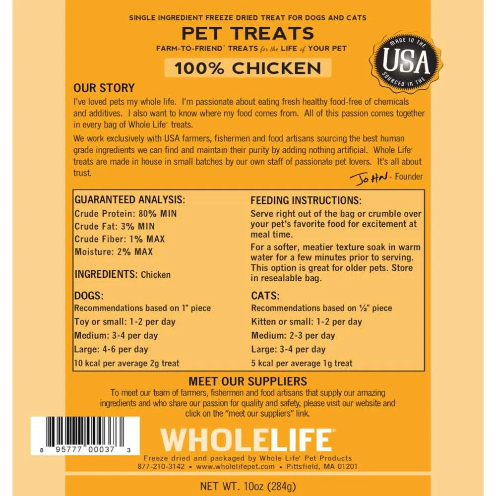 Whole Life Originals Freeze Dried Chicken Breast Cat & Dog Treats 10oz